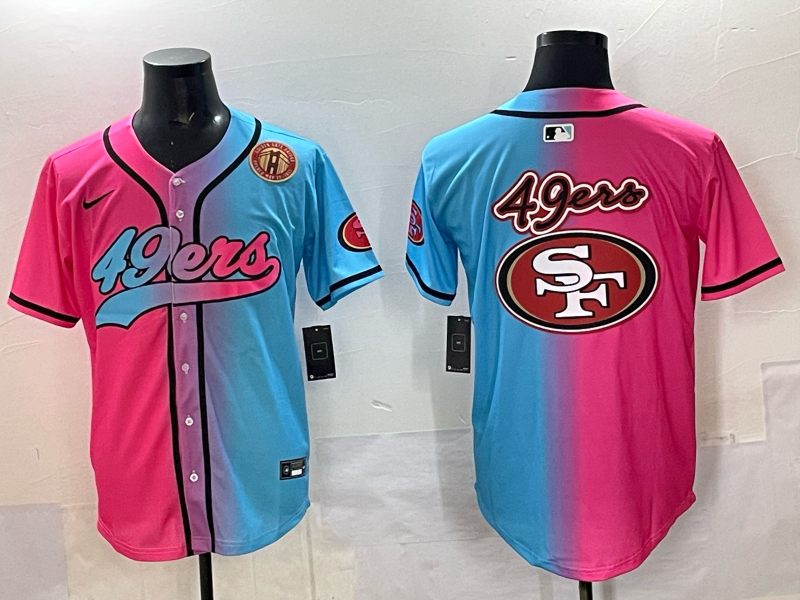 Men 2025 San Francisco 49ers blank Pink Blue pink Nike Limited NFL Jersey 0015